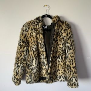 H&M LEOPARD FUR COAT Cheetah coat with hood